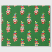 Retro Middeleeuwse kerstkerstman met cadeaus Cadeaupapier (Vlak)