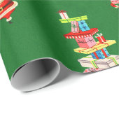 Retro Middeleeuwse kerstkerstman met cadeaus Cadeaupapier (Rol Hoek)