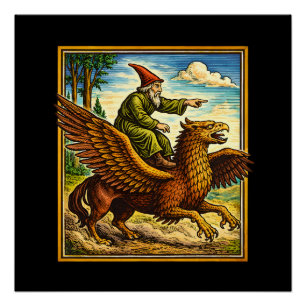 Retro Middeleeuwse Slakkenruiter Fantasy T-shirt P Perfect Poster