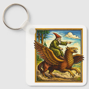 Retro Middeleeuwse Slakkenruiter Fantasy T-shirt P Sleutelhanger