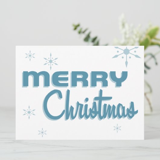 Retro Midden-Century Kerstfeest Uitnodiging White (Staand voorkant)