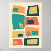 Retro Midden Eeuw Abstracte Atoom Tijdperk Kunst Poster (Voorkant)