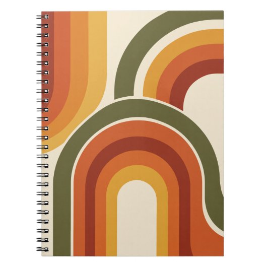 Retro Midden Eeuw Abstracte Bogen Notitieboek (Voorkant)