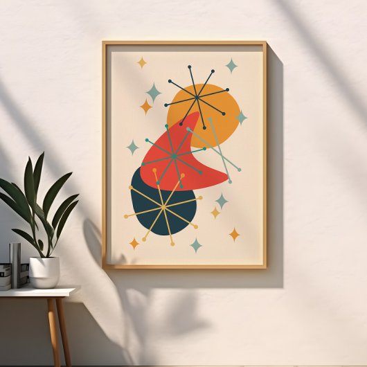 Retro Midden Eeuw Atom Tijdperk Abstract Perfect Poster