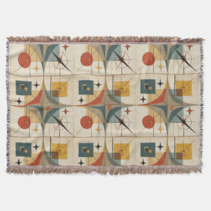 Retro Midden Eeuw Atomair Geometrisch Patroon Deken