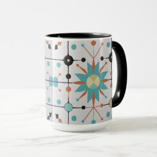 Retro Midden Eeuw Atomaire Geometrische Patroon Mok
