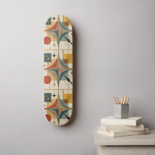 Retro Midden Eeuw Atomaire Geometrische Patroon Persoonlijk Skateboard