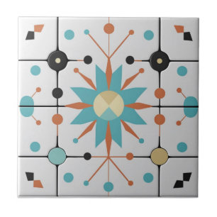 Retro Midden Eeuw Atomaire Geometrische Patroon Tegeltje