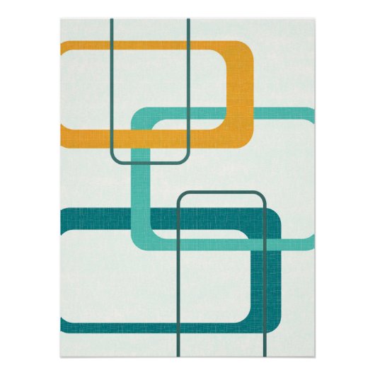 Retro Midden Eeuw Atomische Tijdperk 23 Turquoise, Perfect Poster (Voorkant)