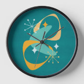 Retro Midden Eeuw Atoom Space Age 20 Teal, Oranje (Voorkant)