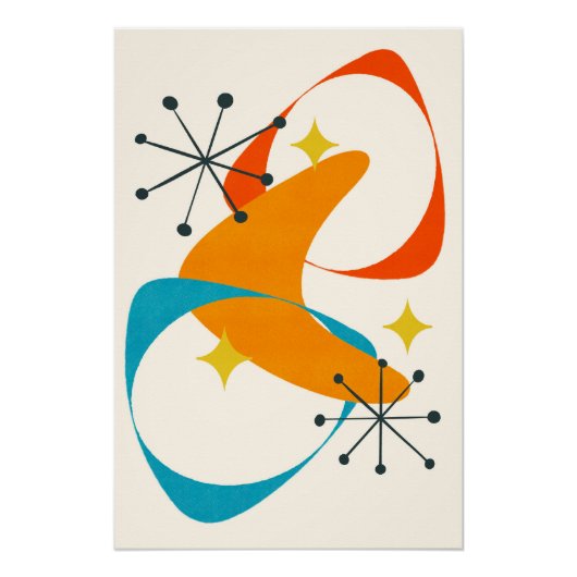 Retro Midden Eeuw Atoom Space Age Abstract 20 Perfect Poster (Voorkant)