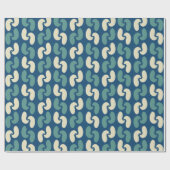 Retro Midden eeuw blauw patroon Cadeaupapier (Vlak)