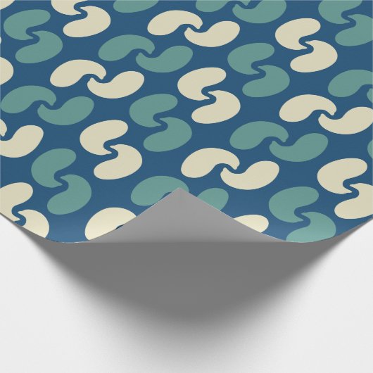 Retro Midden eeuw blauw patroon Cadeaupapier (Hoek)