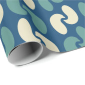 Retro Midden eeuw blauw patroon Cadeaupapier (Rol Hoek)