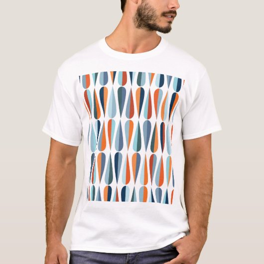 Retro midden-eeuw, dalingspatroon. t-shirt (Voorkant)