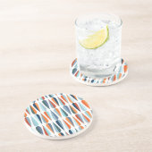 Retro midden-eeuw, dalingspatroon. zandsteen onderzetter (Zijkant)