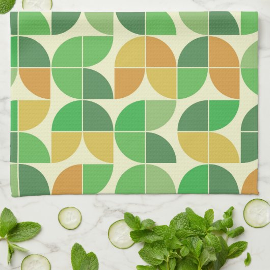 Retro Midden eeuw Geometrisch bloemmotief groe Theedoek (Gevouwen)