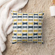 Retro Midden Eeuw Geometrisch Marineblauw, Mosterd