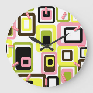  retro midden eeuw geometrische patroonklok grote klok