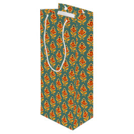 Retro Midden-Eeuw Geometrische Print Patroon Wijn Cadeautas