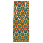 Retro Midden-Eeuw Geometrische Print Patroon Wijn Cadeautas (Achterkant)