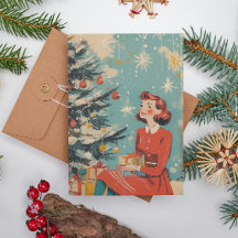 Retro Midden-Eeuw Illustratie Kerstmis