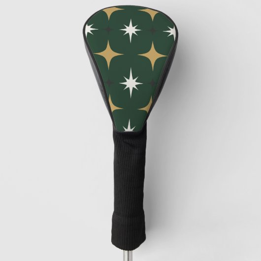 Retro Midden Eeuw Jager Groen Goud Golf Driver Golfheadcover (Voorkant)