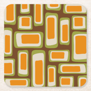 Retro Midden Eeuw Modern Abstract Kartonnen Onderzetters