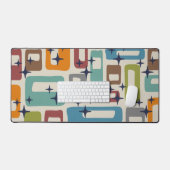 Retro Midden Eeuw Modern Abstract Patroon Bureaumat (Keyboard & Muis)