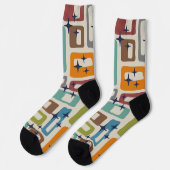 Retro Midden Eeuw Modern Abstract Patroon Sokken (Links)