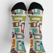 Retro Midden Eeuw Modern Abstract Patroon Sokken (Top)