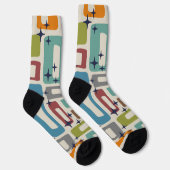 Retro Midden Eeuw Modern Abstract Patroon Sokken (Rechts)