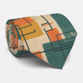Retro Midden Eeuw Modern Abstract Patroon Stropdas (Opgerold)
