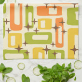 Retro Midden Eeuw Modern Abstract Patroon Theedoek (Gevouwen)