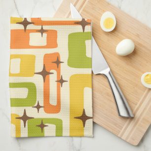Retro Midden Eeuw Modern Abstract Patroon Theedoek