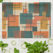 Retro Midden Eeuw Modern Abstract Patroon Theedoek (Gevouwen)