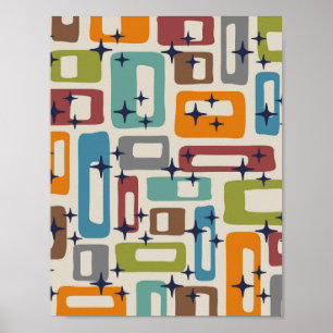 Retro Midden Eeuw Modern Abstract Poster