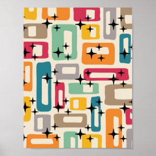 Retro Midden Eeuw Modern Abstract Poster
