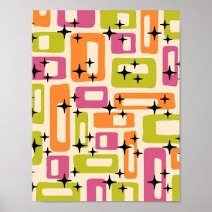 Retro Midden Eeuw Modern Abstract Poster