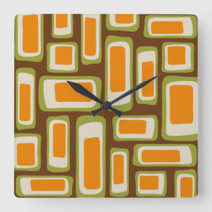 Retro Midden Eeuw Modern Abstract Vierkante Klok