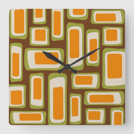 Retro Midden Eeuw Modern Abstract Vierkante Klok (Voorkant)