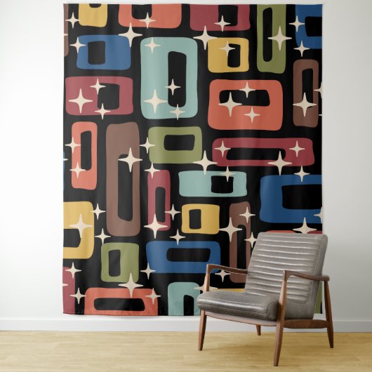 Retro Midden Eeuw Modern Abstract Wandkleed (In situ)