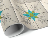 Retro Midden Eeuw Modern Atomair Geometrisch Patro Cadeaupapier (Rol Hoek)