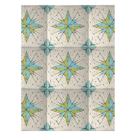 Retro Midden Eeuw Modern Atomair Geometrisch Patro Tafelkleed (Voorkant)