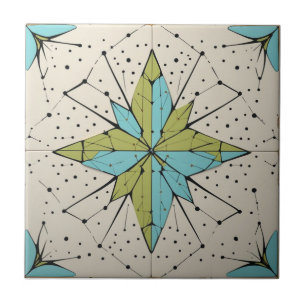 Retro Midden Eeuw Modern Atomair Geometrisch Patro Tegeltje