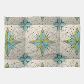 Retro Midden Eeuw Modern Atomair Geometrisch Patro Theedoek (Horizontaal)