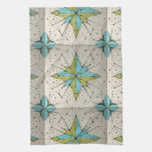 Retro Midden Eeuw Modern Atomair Geometrisch Patro Theedoek (Verticaal)