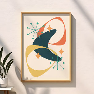 Retro Midden Eeuw Modern Atomische Tijdperk Abstra Perfect Poster