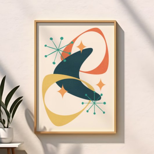 Retro Midden Eeuw Modern Atomische Tijdperk Abstra Perfect Poster