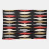 Retro Midden Eeuw Modern Diamant Patroon Theedoek (Horizontaal)